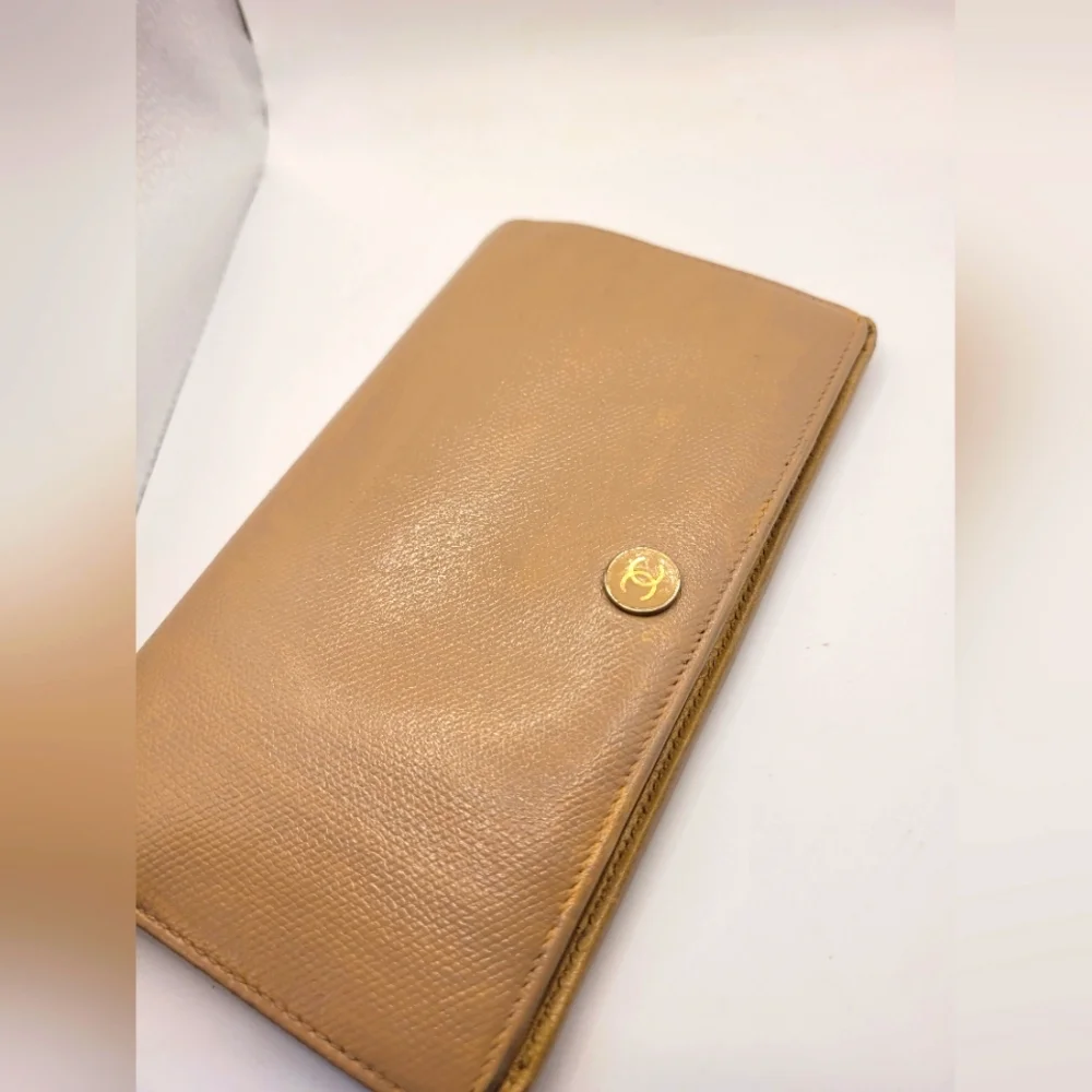 Chanel Coco Button Leather Long BIifold Wallet
